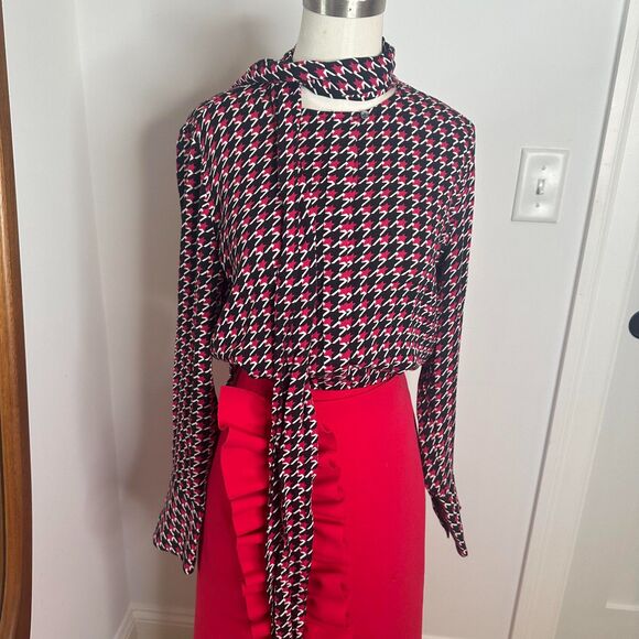 Equipment graphic houndstooth print blouse - Picture 6 of 9